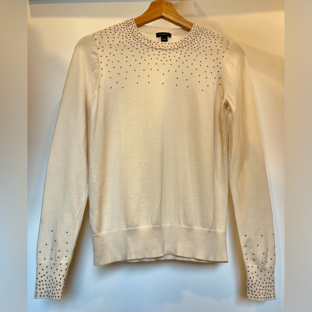 Ann Taylor Cream Studded Blouse